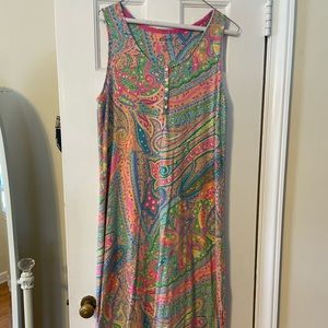 Chaps Pastel Paisley Sleeveless Maxi Dress, Size Medium